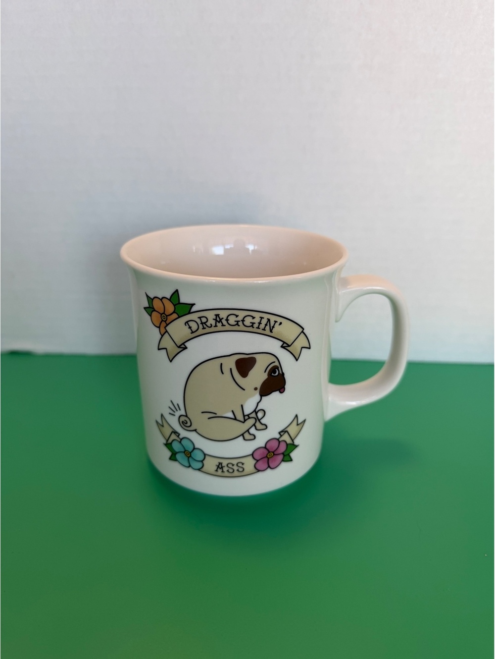 Fred Draggin' Ass Pug Ceramic Coffee Mug